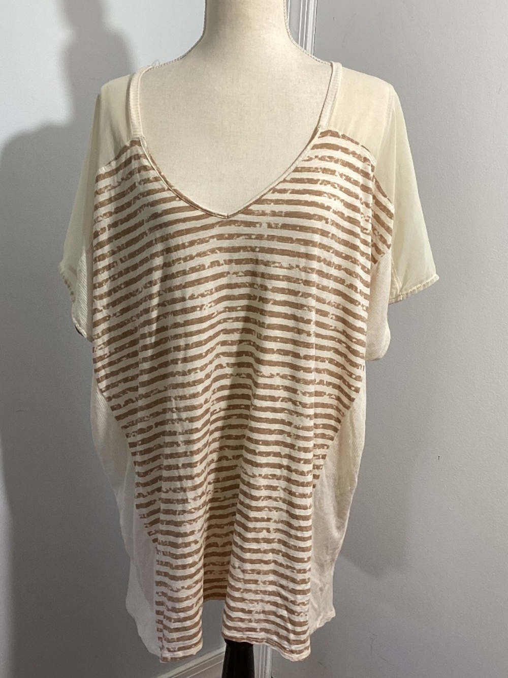 CALVIN KLEIN JEANS WOMAN 3 X TOP TUNIC MIXED MEDIA BEIGE COMBINATION LAGENLOOK
